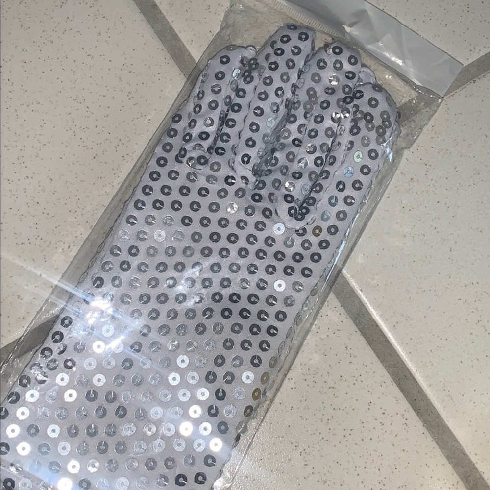 White Sequined Gloves